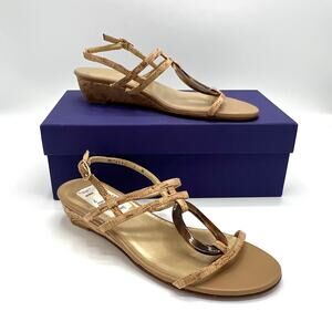 New in Box Stuart Weitzman Strappy Cork Wedge Sandals Size 7 Resort Beach